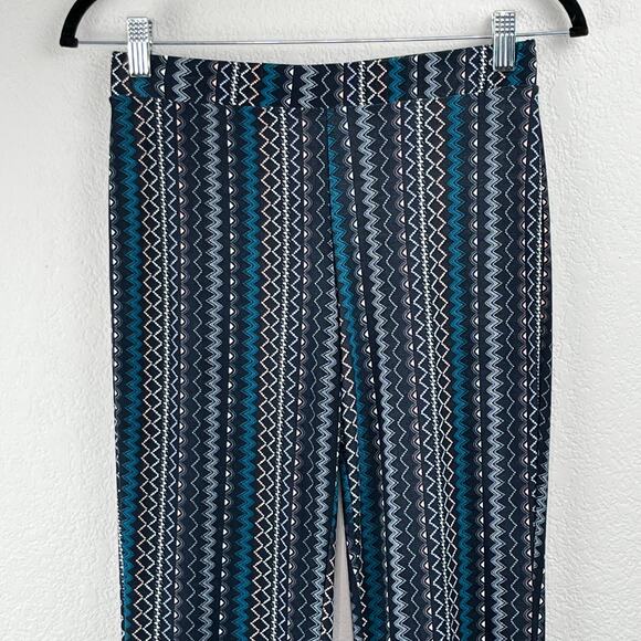 ShoSho Black Multi Zigzag Mid Rise Boho Retro Flare T-Shirt Legging Pants Medium - Picture 4 of 9